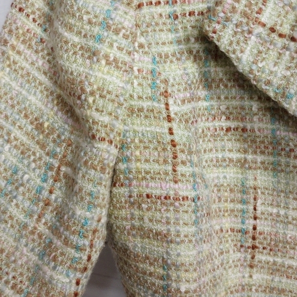 Tahari Arthur S Levine 10PGreen Tweed 3 Button Lined Blazer Padded Shoulders - Picture 9 of 12